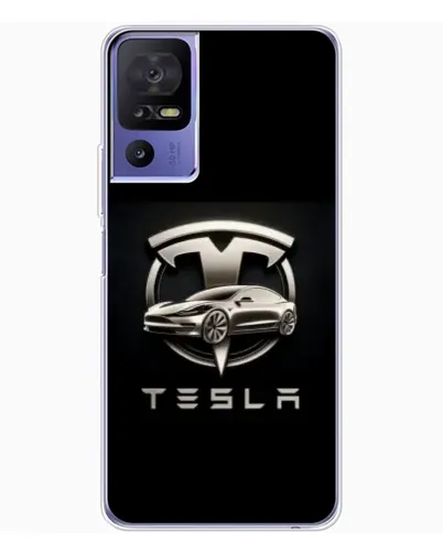 Чехол для TCL 605 с картинкой «Tesla — серебристое авто»