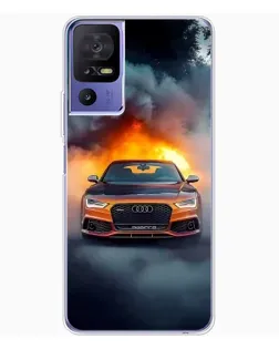 Чехол для TCL 605 с картинкой «Audi в огненном дыму»