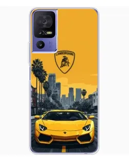 Чехол для TCL 605 с картинкой «Желтый Lamborghini город»