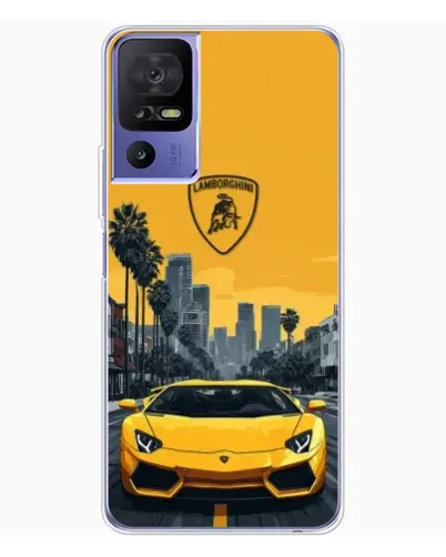 Чехол для TCL 605 с картинкой «Желтый Lamborghini город»