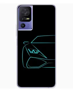Чехол для TCL 605 с картинкой «Голубой силуэт Lamborghini»