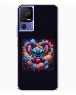 Чехол для TCL 605 с картинкой «Stitch в цветах»