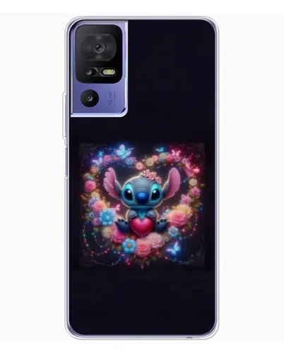 Чехол для TCL 605 с картинкой «Stitch в цветах»