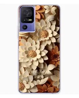 Чохол для TCL 605 з картинкою «Бежевий флористичний декор»