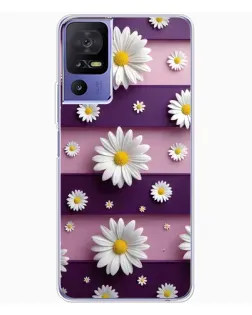 Чохол для TCL 605 з картинкою «Ромашки на фіолетовому»