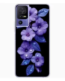 Чохол для TCL 605 з картинкою «Фіолетові квіти з росою»