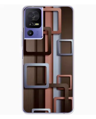 Чехол для TCL 605 с картинкой «Коричневые объемные квадраты»