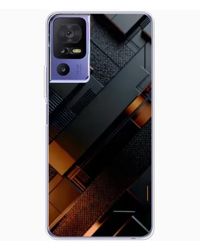Чехол для TCL 605 с картинкой «Черные геометрические блоки»