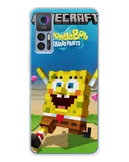 Чехол для TCL K23 5G с картинкой «Губка Боб Minecraft»