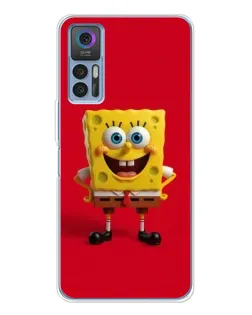 Чехол для TCL K23 5G с картинкой «Спанч Боб на красном»