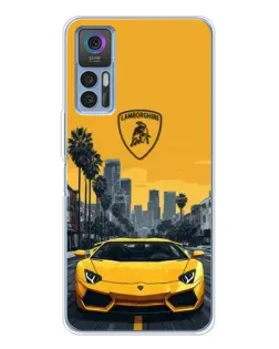 Чехол для TCL K23 5G с картинкой «Желтый Lamborghini город»