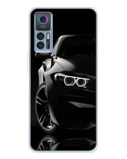 Чехол для TCL K23 с картинкой «Черная BMW — профиль»