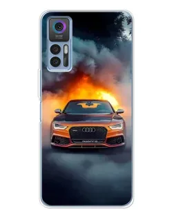 Чехол для TCL K23 с картинкой «Audi в огненном дыму»