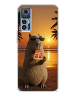 Чехол для TCL K23 с картинкой «Капибара с пиццей»