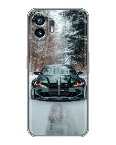 Чохол для TCL K70 Power з картинкою «BMW у зимовому лісі»