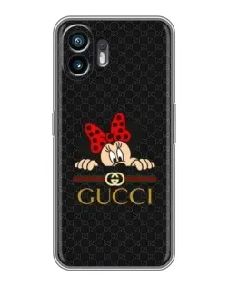 Чехол для TCL K70 с картинкой «Минни Маус Gucci — черный»