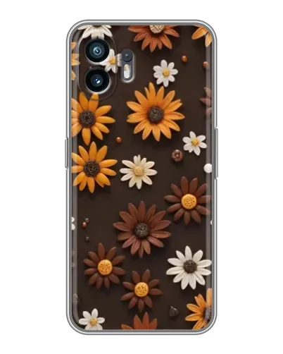 Чехол для TCL K70 с картинкой «Узор из маленьких подсолнухов»