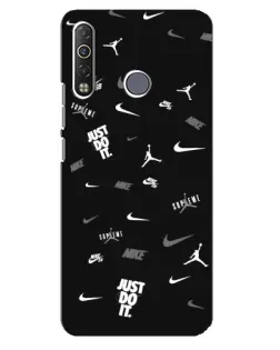 Чехол для TECNO Camon 12 Air CC6 с картинкой «Nike Black Pattern»