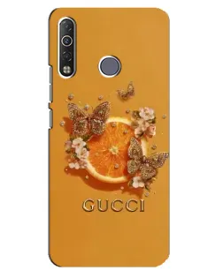 Чехол для TECNO Camon 12 Air CC6 с картинкой «Gucci — золотые бабочки»