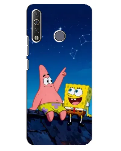 Чехол для TECNO Camon 12 Air CC6 с картинкой «Губка Боб и Патрик ночью»