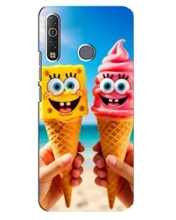 Чехол для TECNO Camon 12 Air CC6 с картинкой «Спанч Боб мороженое»