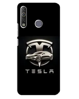 Чохол для TECNO Camon 12 Air CC6 з картинкою «Tesla — срібне авто»