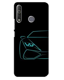 Чохол для TECNO Camon 12 Air CC6 з картинкою «Блакитний силует Lamborghini»