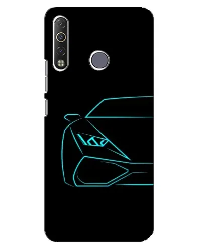 Чохол для TECNO Camon 12 Air CC6 з картинкою «Блакитний силует Lamborghini»