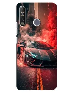 Чохол для TECNO Camon 12 Air CC6 з картинкою «Lamborghini червоний дим»