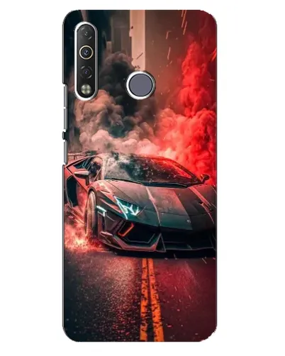 Чохол для TECNO Camon 12 Air CC6 з картинкою «Lamborghini червоний дим»