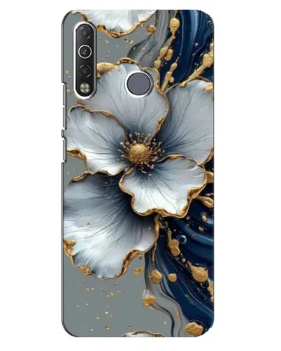 Чехол для TECNO Camon 12 Air CC6 с картинкой «Белый цветок и золотой флюид» Чехол для TECNO Camon 12 Air CC6 с картинкой «Белый цветок и золотой флюид»