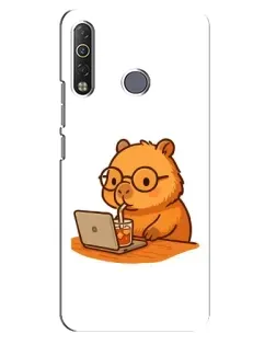 Чехол для TECNO Camon 12 Air CC6 с картинкой «Капибара с ноутбуком»