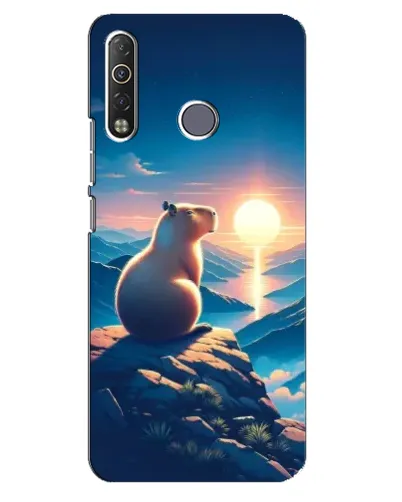 Чехол для TECNO Camon 12 Air CC6 с картинкой «Закат солнца с капибарой»