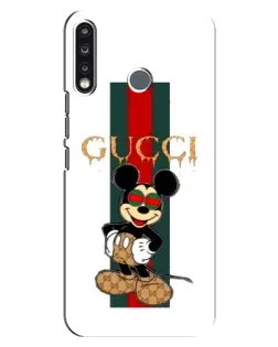 Чехол для TECNO Camon 12 CC7 с картинкой «Микки Маус Gucci — полосы»