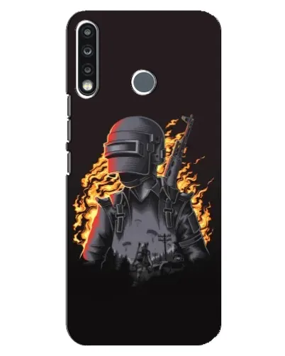 Чехол для TECNO Camon 12 CC7 с картинкой «PUBG — огненный силуэт»