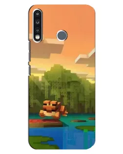 Чехол для TECNO Camon 12 CC7 с картинкой «Майнкрафт закат солнца»