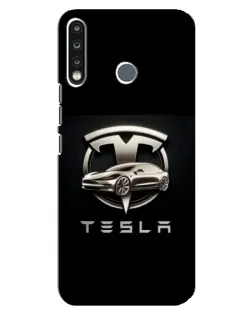 Чехол для TECNO Camon 12 CC7 с картинкой «Tesla — серебристое авто»
