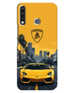 Чехол для TECNO Camon 12 CC7 с картинкой «Желтый Lamborghini город»
