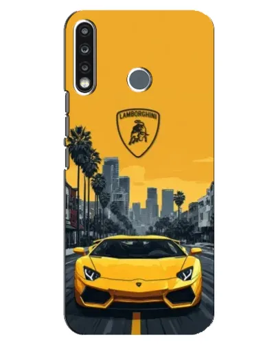 Чехол для TECNO Camon 12 CC7 с картинкой «Желтый Lamborghini город»