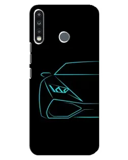 Чехол для TECNO Camon 12 CC7 с картинкой «Голубой силуэт Lamborghini»