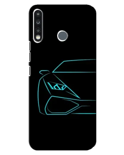 Чехол для TECNO Camon 12 CC7 с картинкой «Голубой силуэт Lamborghini»