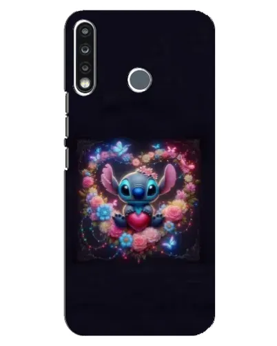 Чехол для TECNO Camon 12 CC7 с картинкой «Stitch в цветах» Чехол для TECNO Camon 12 CC7 с картинкой «Stitch в цветах»