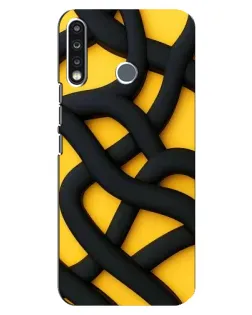 Чехол для TECNO Camon 12 CC7 с картинкой «Черное желтое переплетение»