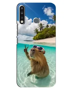 Чехол для TECNO Camon 12 CC7 с картинкой «Капибара на море»