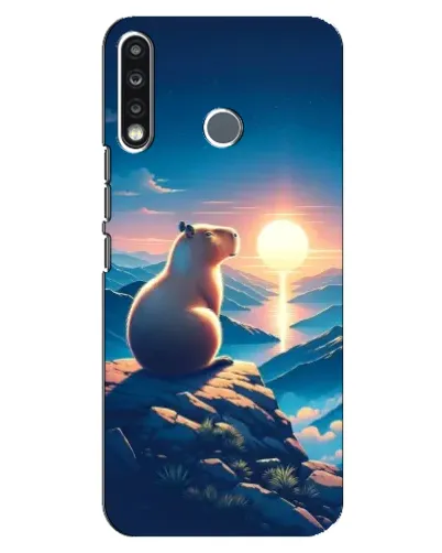 Чехол для TECNO Camon 12 CC7 с картинкой «Закат солнца с капибарой»