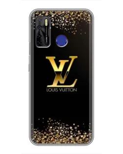 Чехол для TECNO Camon 15 Air с картинкой «LV — золотые искры»
