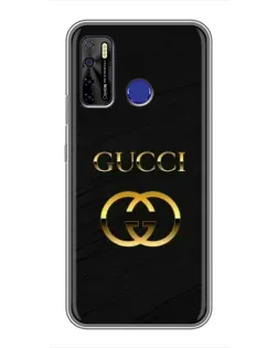 Чехол для TECNO Camon 15 Air с картинкой «Золотой логотип Gucci»