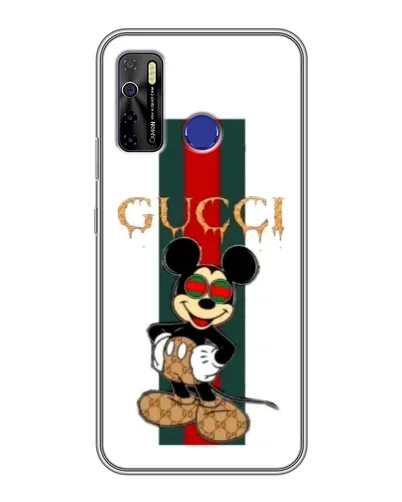 Чехол для TECNO Camon 15 Air с картинкой «Микки Маус Gucci — полосы»