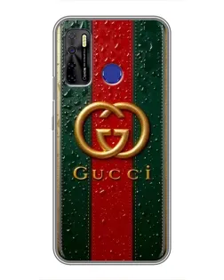 Чехол для TECNO Camon 15 Air с картинкой «Gucci — фирменная полоса и золото» Чехол для TECNO Camon 15 Air с картинкой «Gucci — фирменная полоса и золото»