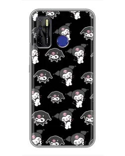 Чехол для TECNO Camon 15 Air с картинкой «Черный паттерн Kuromi»